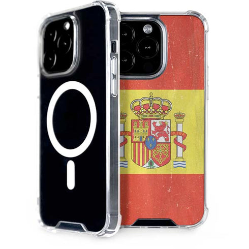 Spain Flag Distressed iPhone 15 Pro MagSafe Case